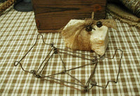 Primitive Wall Box with Old Lye Soap Wire Basket and Homespun Gathering