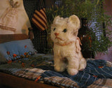 Primitive Doll Bed Steiff Cat Old Homespun Star Quilt Gathering Sweet