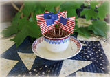 Cup and Saucer English Spatterware with Quilt Block and Flags