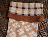 Stockings Long Cozy Tan and Brown Checkerboard Design Neat