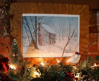 Stone House Winter Watercolor Print Grain Painted Frame Delightful