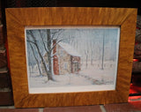 Stone House Winter Watercolor Print Grain Painted Frame Delightful