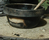 Old Primitive Barrel Gourds String Bean Garland Stoneware Milk Bowl Albany Slip