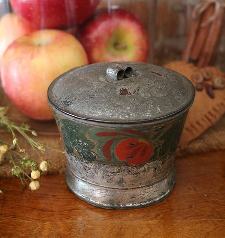 Early Tin Sugar Bowl Tole Painted
