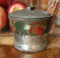 Early Tin Sugar Bowl Tole Painted