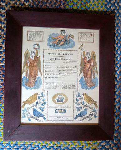 Taufschein/Fraktur 19th Century Pennsylvania Dutch