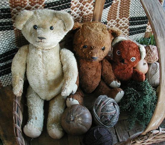 Antique Toy, Mohair Teddy Bear, Straw Stuffed, Button Eyes - Ruby Lane