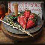 Tin Plate Calico Strawberries Fluted Candle Holder