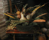 Antique Tin Farmhouse Strainer Primitive Gourds Lit with Fall Flavor Neat