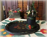 Merry Toleware Bread Tray and Pitcher with Festive Tree
