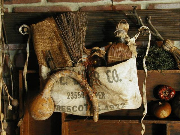 Old Primitive Hardware Store Tool Apron with Whisk Broom