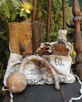 Old Primitive Hardware Store Tool Apron with Whisk Broom
