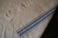 Flax Linen Hand Woven Vintage Towel Blue Stripes