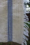 Flax Linen Hand Woven Vintage Towel Blue Stripes