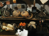 Primitive Artisan Made Trencher Gourds Broom Autumn Gathering