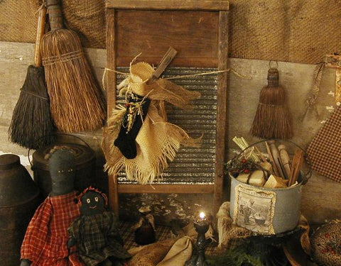 Antique Child's Washboard Graniteware Pail Old Lye Soap Clothespins Primitive Washday Gathering
