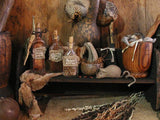 Primitive Witches Apothecary Old Bottles Mortar Pestle Mouse Halloween Fun