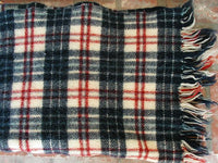 Old Wool Lap Blanket Hand Woven Red White and Blue