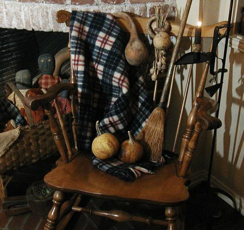 Old Wool Lap Blanket Hand Woven Red White and Blue