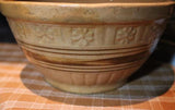 Antique Yellow ware Bowl Brown Bands Clover Design